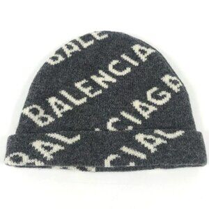 BALENCIAGA 633717 Accessories Beanies Hats Knit hat Knit cap gray/White